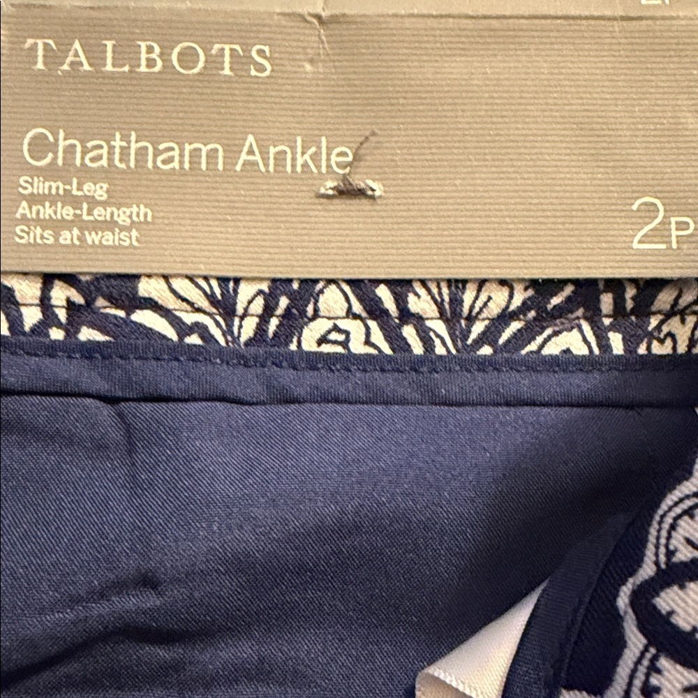 TALBOTS CHATHAM ANKLE PANTS - PAISLEY FLORAL SIZE 2P - Picture 8 of 8